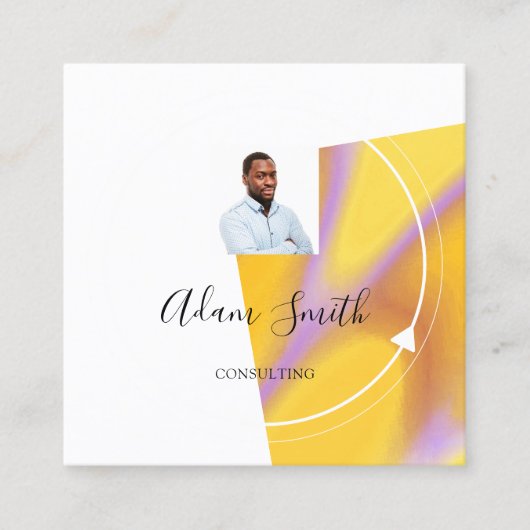 QRCodeロゴカスタムカスタムPhoto Yellow White スクエア名刺 (正面)