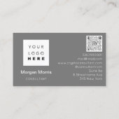 QRCodeロゴフォトプロフェッショナル会社グレー 名刺 (裏面)