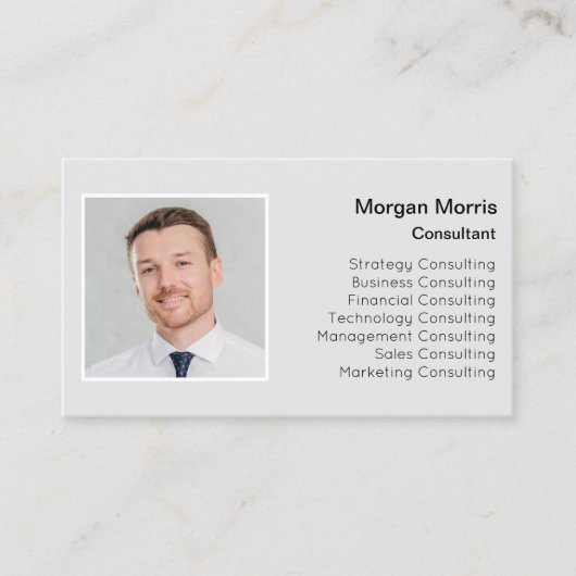 QRCodeロゴフォトプロフェッショナル会社グレー 名刺 (正面)