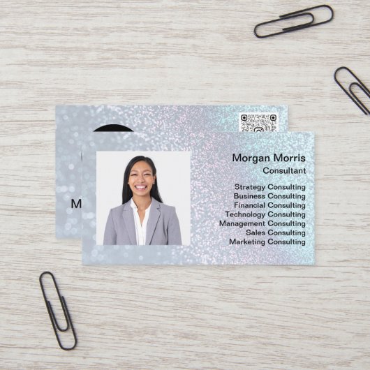 QRCodeロゴフォトプロフェッショナル会社企業の 名刺 (正面/裏面インサイチュ)