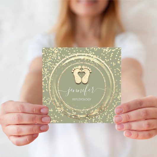 QRCodeロゴリフレクソロジー足マッサージ足紙吹雪 スクエア名刺