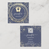 QRCodeロゴリフレクソロジー足マッサージ足青 スクエア名刺 (正面/裏面)