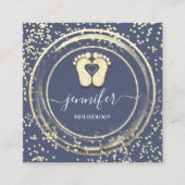 QRCodeロゴリフレクソロジー足マッサージ足青 スクエア名刺 (正面)