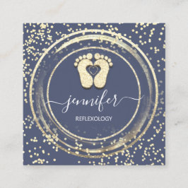 QRCodeロゴリフレクソロジー足マッサージ足青 スクエア名刺