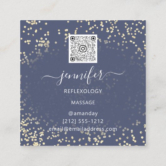 QRCodeロゴリフレクソロジー足マッサージ足青 スクエア名刺 (裏面)