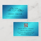 QRCODEロゴ体彫刻マッサージ金属ティール（緑がかった色） 名刺 (正面/裏面)