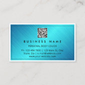 QRCODEロゴ体彫刻マッサージ金属ティール（緑がかった色） 名刺 (裏面)