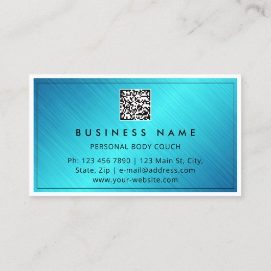 QRCODEロゴ体彫刻マッサージ金属ティール(緑がかった色) 名刺 (裏面)