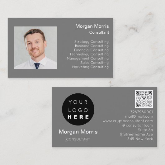 QRCodeロゴ写真プロフェッショナル会社Co-worker 名刺 (正面/裏面)