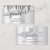 QRCodeロゴ抽象芸術オンラインショップシルバーグレードリップ 名刺 (正面/裏面)