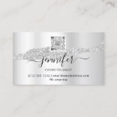 QRCodeロゴ抽象芸術オンラインショップシルバーグレードリップ 名刺 (裏面)