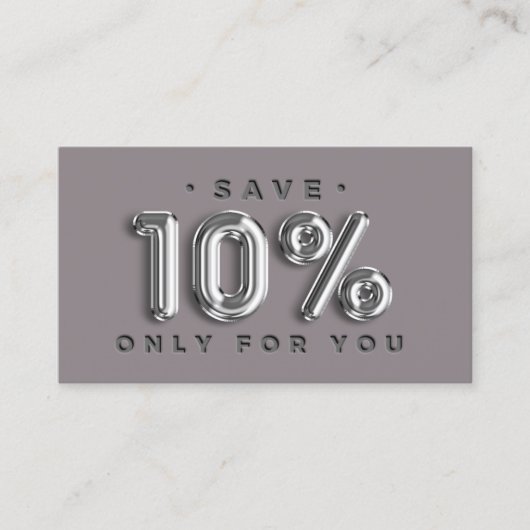 QRCODE 10%OFF割引オンラインショップシルバーグレー 名刺 (正面)