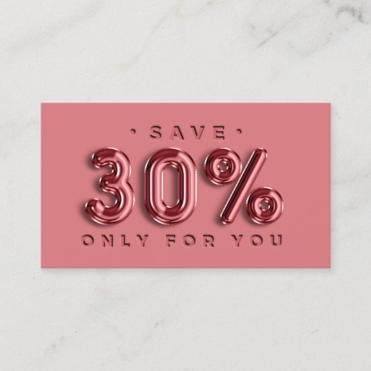 QRCODE 30%OFFバラ割引コードの挿入 名刺 (正面)