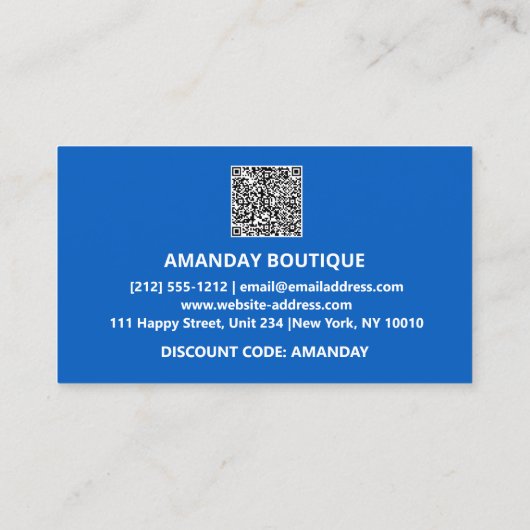 QRCODE 30%OFF割引ブルーバラ挿入VIP 名刺 (裏面)
