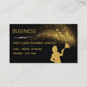 QrCode Cleaning Service Maid Gold Glitter Business コーリングカード (正面)