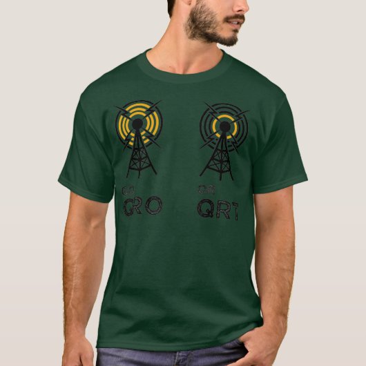 QROかQRT 面白いアマチュア無線 ハム無線 Tシャツ (正面)