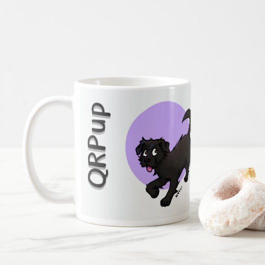 QRPup Cup - Black Terrier コーヒーマグカップ (ドーナツ)