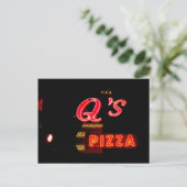 Q's Pizzeriaヴィンテージネオンサイン、ヒルサイドIl。 ポストカード (スタンド正面)