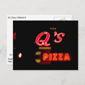 Q's Pizzeriaヴィンテージネオンサイン、ヒルサイドIl。 ポストカード (正面/裏面)