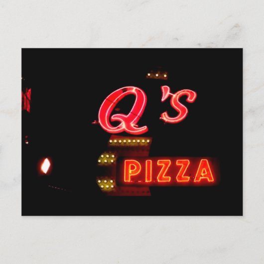 Q's Pizzeriaヴィンテージネオンサイン、ヒルサイドIl。 ポストカード (正面)
