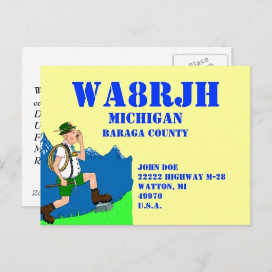 QSLのアマチュア無線のOpsのあなた自身のヨーデルYodelerを設計して下さい インビテーションポストカード (正面/裏面)