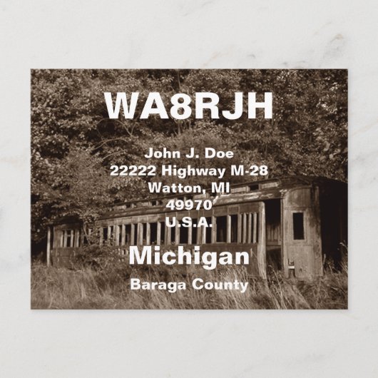 QSLはがきHAM無線OPS廃車 ポストカード (正面)