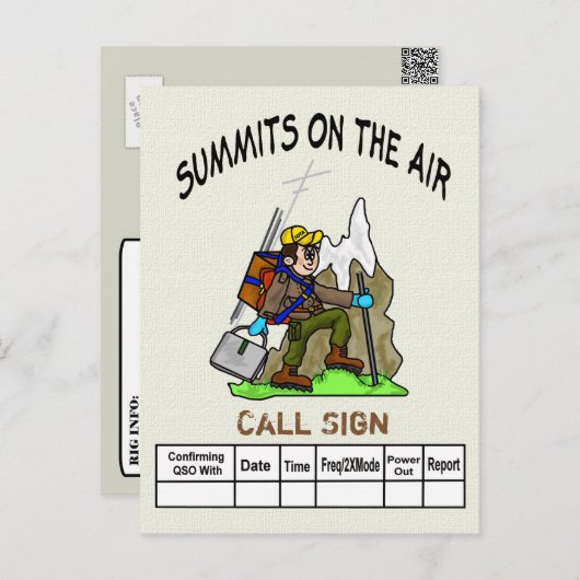 QSLカードをハイキングした航空漫画上のサミット ポストカード (正面/裏面)