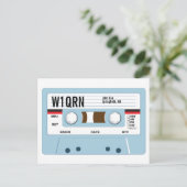 QSLカードカセットテープブルー ポストカード (スタンド正面)