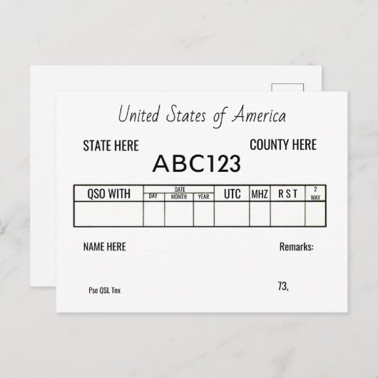 QSLカードハム無線アマチュア連絡士 ポストカード (正面/裏面)