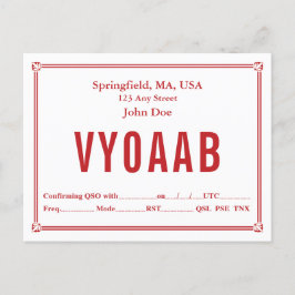 QSLカードレトロレッドコー縁どナーオーナメント ポストカード