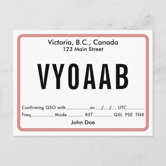 QSLカードレトロ丸縁ど ポストカード (正面)