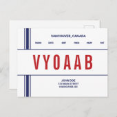 QSLカードレトロ様式化ストライプ ポストカード (正面/裏面)