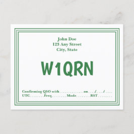 QSLカードレトロ緑縁ど線 ポストカード