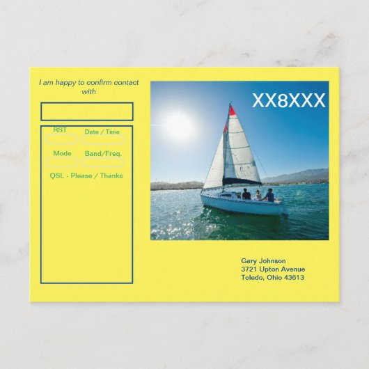 QSLカード1日のセーリングハムを出せ！ ポストカード (正面)