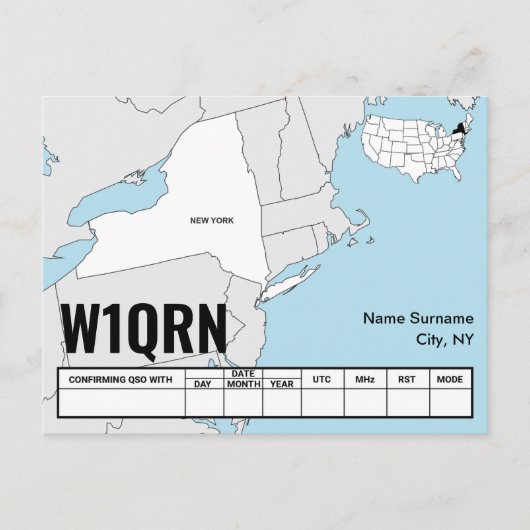 QSL Card New York State Map ポストカード (正面)