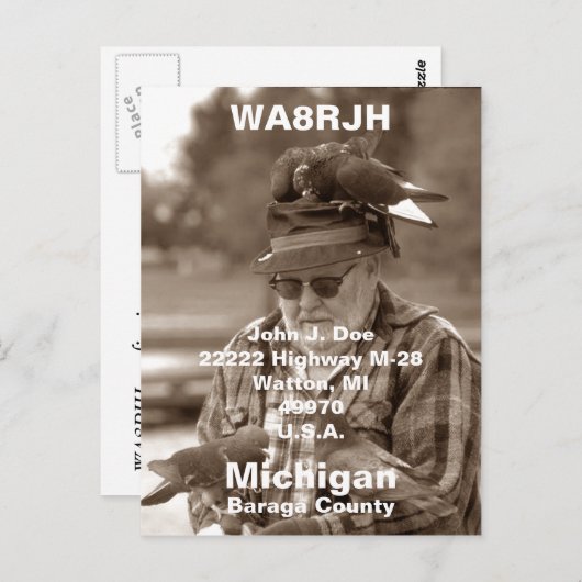 QSL PCのHAM Radio Opマンフロックキャリアハト ポストカード (正面/裏面)