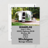 QSL pcs HAM Radio Opヴィンテージレトロキャンパートレーラ ポストカード (正面/裏面)