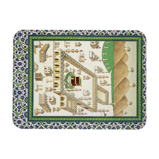 Qua'bahを表示するMeccaのスケマティクビュー マグネット (横)