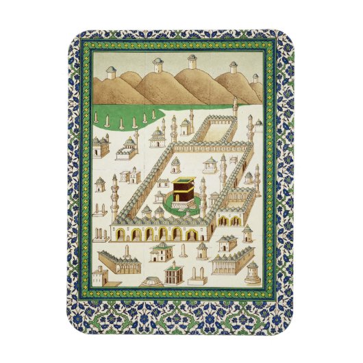 Qua'bahを表示するMeccaのスケマティクビュー マグネット (縦)