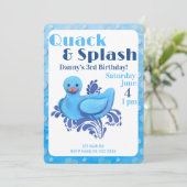 Quack and Splash ダックの3歳誕生日パーティー招待状 招待状 (スタンド正面)