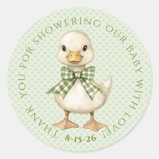 Quack! Quack! アヒルが鳴いてるよ! ベビーシャワー  ラウンドシール (正面)