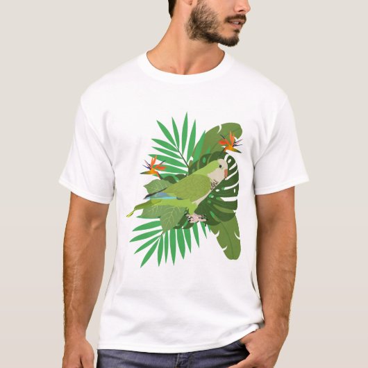 Quacker parrot with leaves tシャツ (正面)