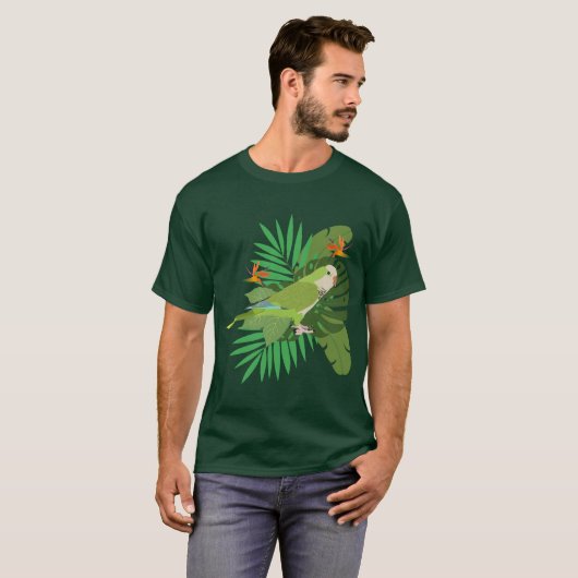 Quacker parrot with leaves tシャツ (正面フル)