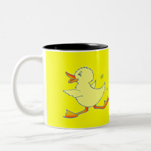 Quackersの明るく黄色いアヒルのマグ ツートーンマグカップ