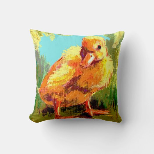 Quackersの黄色く曖昧な子ガモの枕 クッション (正面)