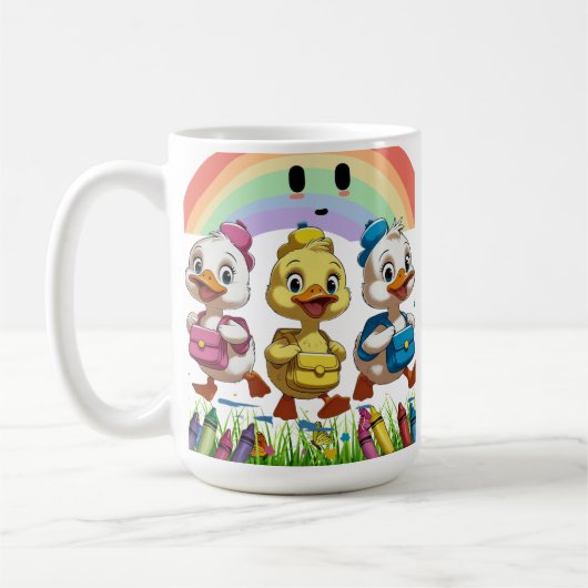 "Quacking into Kindergarten!" – Cute Duck Back-to- コーヒーマグカップ (左)