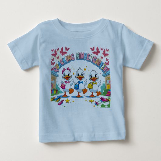 "Quacking Kindergarten – Cute Duck Back-to-School  ベビーTシャツ (正面)