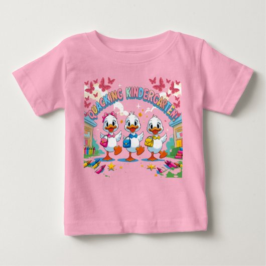 "Quacking Kindergarten – Cute Duck Back-to-School  ベビーTシャツ (正面)