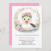 Quacking Up：ベビーガールシャワー 招待状 (正面/裏面)