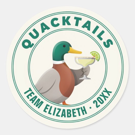 Quacktails Team Bride 湖のバチェラーウィークエンド ラウンドシール (正面)